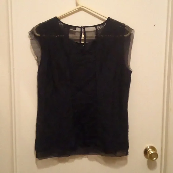 NWT - The Limited Blue Sheer Floral Lace Over Layer Cover Shirt - Size Large - Picture 8 of 11